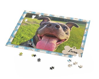 Regalo personalizado / Rompecabezas de mascota azul de 500 piezas, recuerdo personalizado para mamás de perros