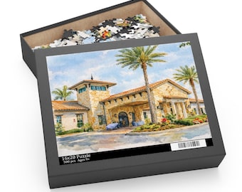 Rompecabezas personalizado de acuarela para bodas, regalo de recién casados, compromiso o aniversario (252 o 500 piezas)