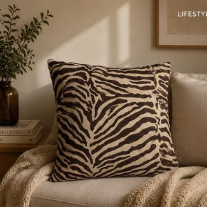 Brown Zebra Print Pillowcase | Animal Print Throw Pillow Cover