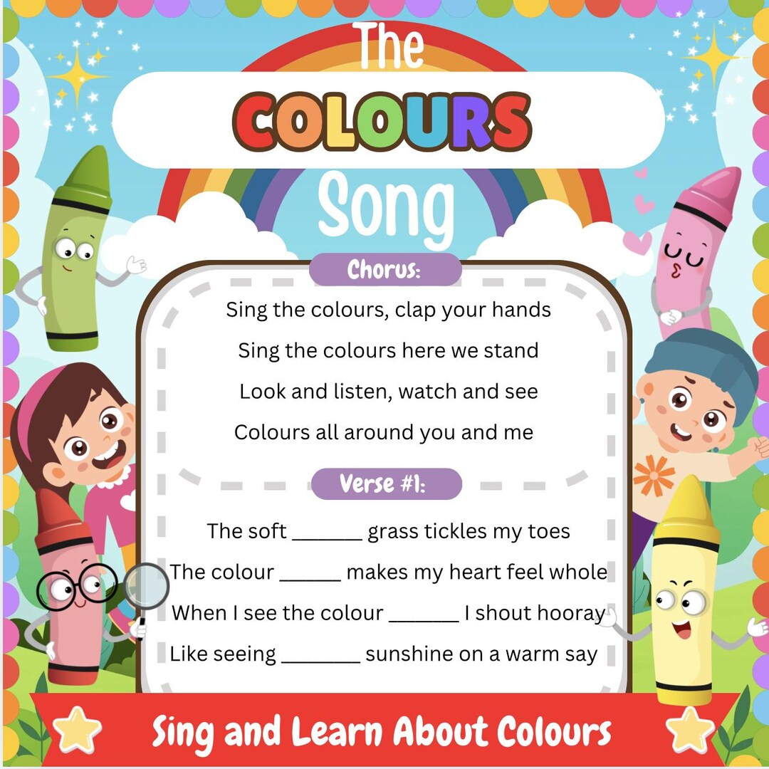 Songwriting Worksheet.pdf Colours Fill-in-the Blank Songwriting Worksheet, Creative Writing ...