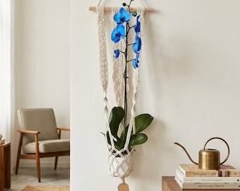 Macramé plantenhanger voor orchideeën en andere planten