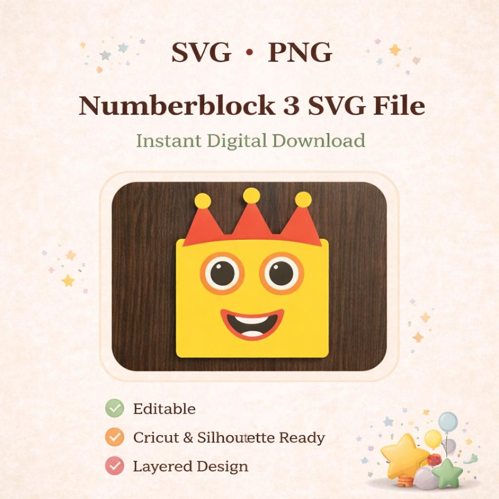 Numberblock 3 -inspired Character SVG and PNG – Digital Download - Etsy