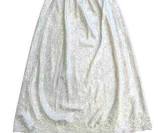 Lucie Ann II Vintage White Floral Jacquard Lace Lid Dobladillo Falda media coqueta EUC