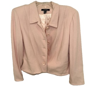 LOUBEN Blush Pink Vtg Short Lined  Wool Jacket Mae Canada EUC Size 10 Y2K Whimsy