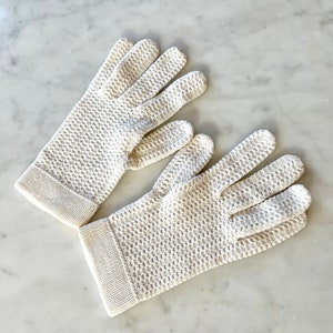 Vintage 60s Off White Knit Cotton Dress Gloves