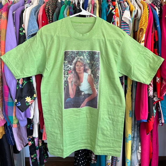 Vintage 70s Farrah Fawcett Green T Shirt - image 6