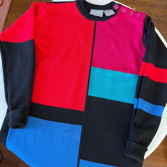 Vintage 90s Liz Claiborne Colorblock Sweater Dress - image 6