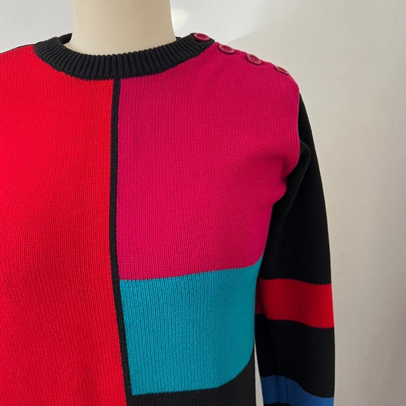 Vintage 90s Liz Claiborne Colorblock Sweater Dress - image 2