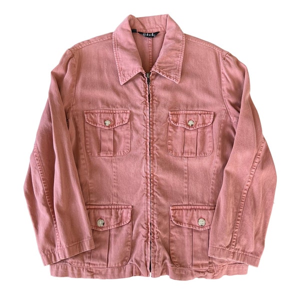 Vintage 90s Rafaella Dusty Rose Utility Pocket Zippered Jacket / M L / 8 10 12