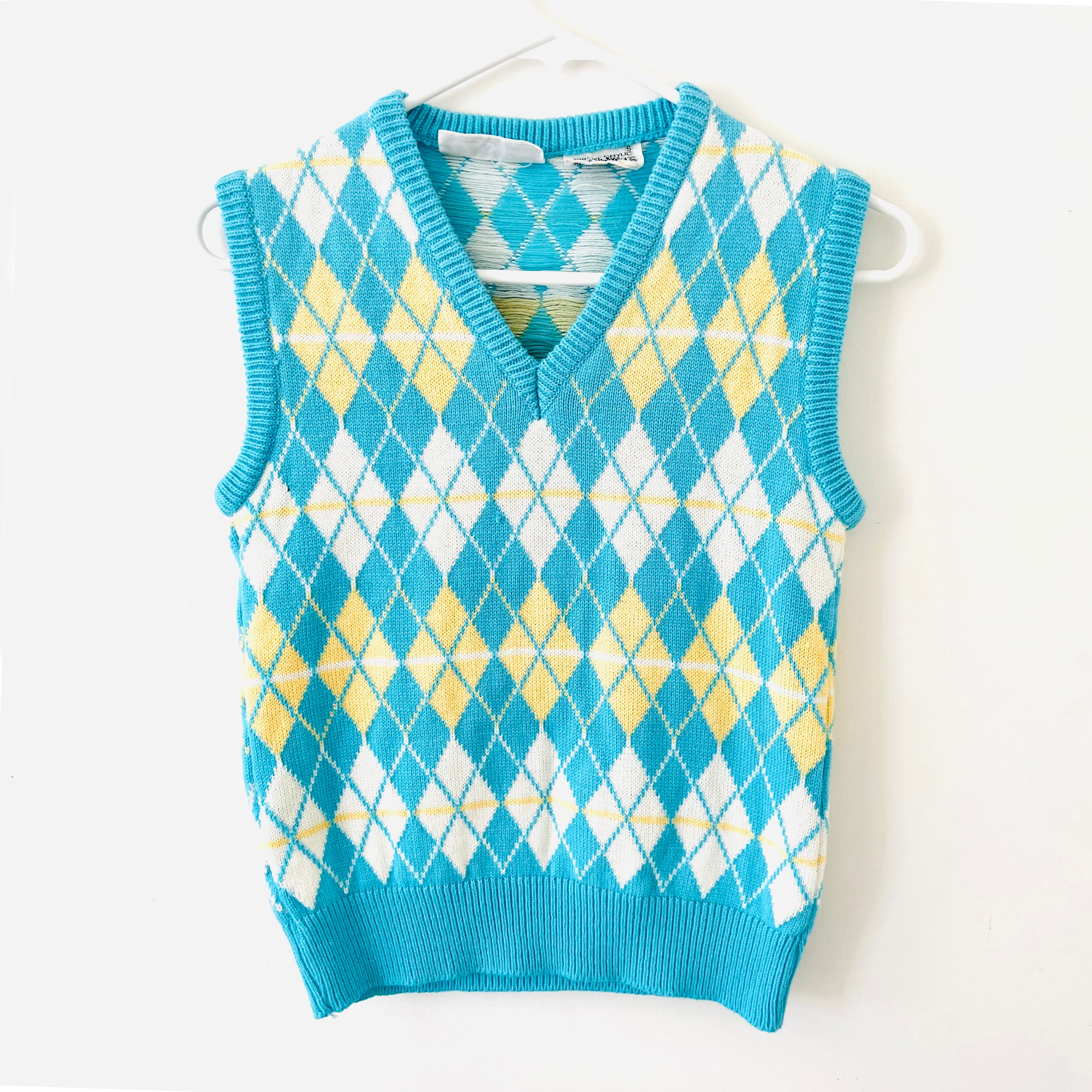 White Argyle Sweater - Etsy