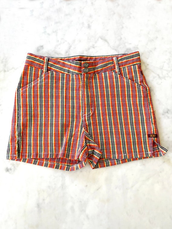 Vintage Roxy Plaid Shorts / 28 29 Waist 