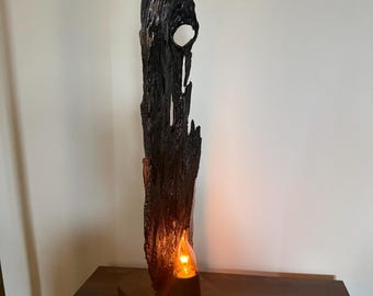 Handgemaakte boomstamlamp