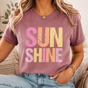 Sun Shine Comfort Colors Shirt, Retro Summer Tee, Sunshine Graphic T-Shirt, Cute Beach Vacation Shirt, Minimalist Sunny Day Tee image 3