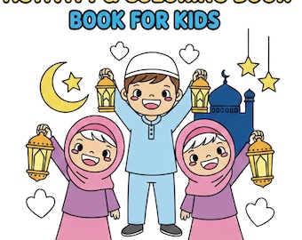 Libro de Colorear Ramadán Niños, Aprendizaje Musulmán, 22 Páginas (Descarga Digital PDF)