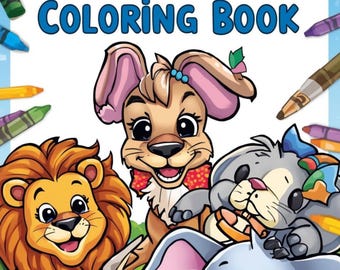 25 Cute Animal Coloring Pages for Kids, Printable Toddler Coloring Book, Digital Download Animals PDF, Preschool Activity Sheets