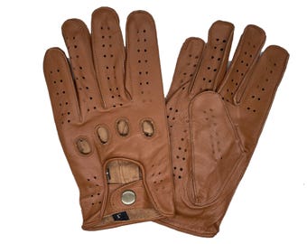 MEN'S Windsor Tan CHAUFFEUR SHEEPSKIN Leather Car Driving Gloves (Finished Sewn Knuckles)