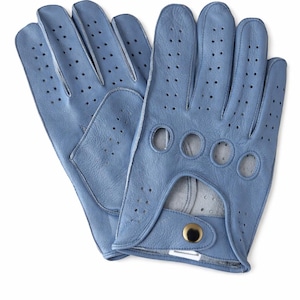 Mens Blue Leather Gloves - Etsy