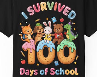 100 Days of School T-Shirt | Funny Animals, Ice Cream Drip