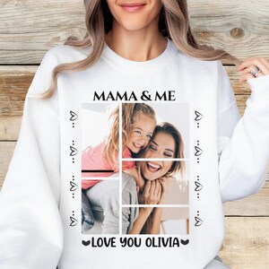 Mama and Me Custom Photo Sweatshirt, Personalized Mother Daughter Picture Collage, Love You Olivia Gift for Mom, Family Matching

Mama and