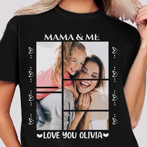 Personalized Mama and Me Photo T-Shirt, Custom Mother Daughter Gift, Mom and Child Tee, Photo Collage Shirt, Custom Name Love You
Mama and