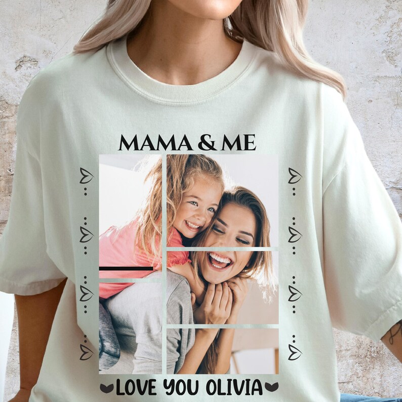 Mama and Me Custom Photo Collage, Personalized Mother Daughter Gift, Love You Olivia Custom Name, Mom Keepsake Memory Design, Family Gift