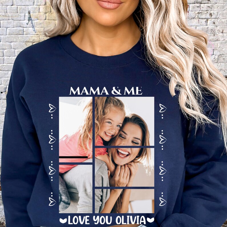 Mama and Me Custom Photo Design, Personalized Mother Daughter Picture Gift, Mother's Day Family Collage, Custom Name, Love You Olivia
Custom