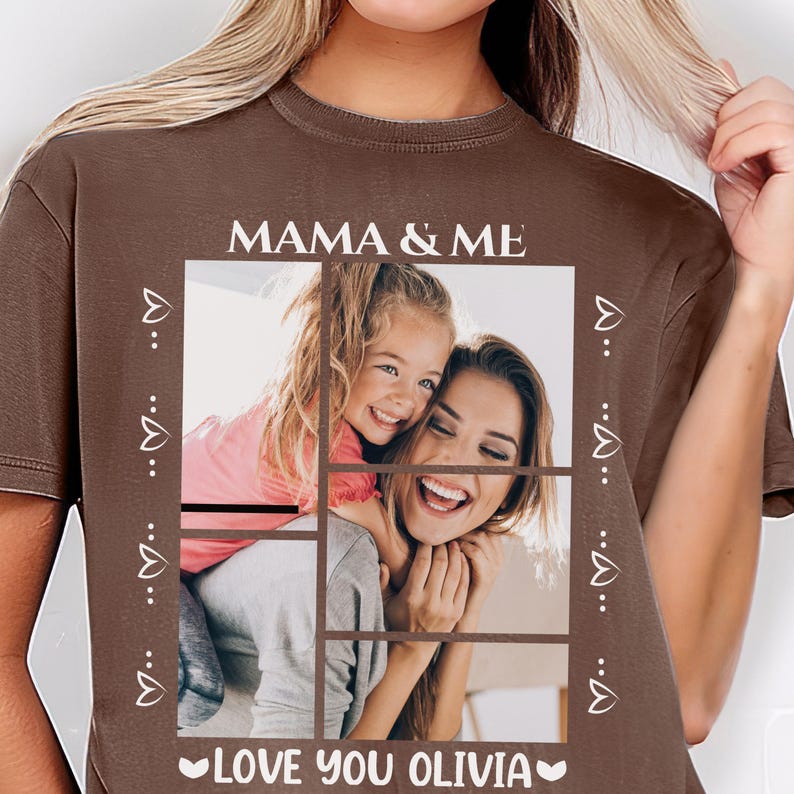 Personalized Photo Mama and Me Design, Custom Mother Daughter Picture Collage, Love You Olivia, Unique Mom Gift, Mother's Day