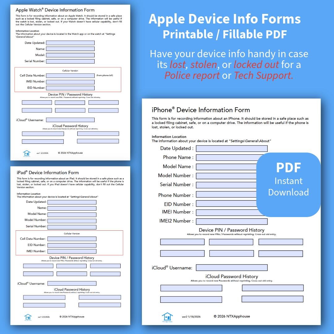 Iphone Numbers Forms IPhone Device Information Form | Be Prepared in Case It's Lost, Locked ...