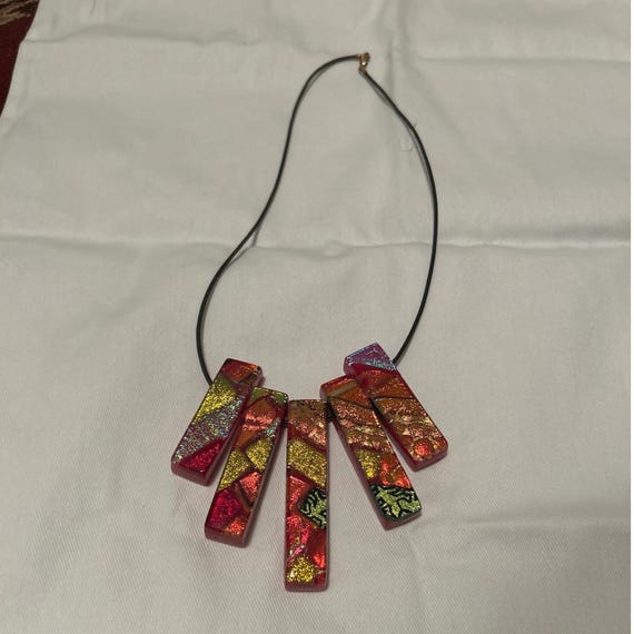 Unique Statement Necklace Dangle Red Rectangular … - image 1