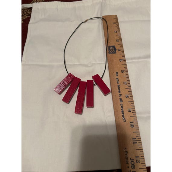 Unique Statement Necklace Dangle Red Rectangular … - image 3