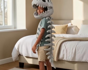 3D Dinosaurier Skelett Plüsch Hoodie - Gemütliches Dino Knochen Kostüm Sweatshirt - Niedlicher Jurassic Tragbarer Hoodie - Lustiges Geschenk für Kinder & Erwachsene