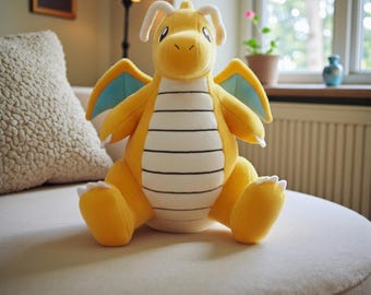 Dragonite Plushie, Cute Cartoon Dragon Stuffed Animal, Kawaii Anime Plush Toy Gift for Kids & Her