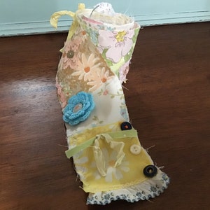 Pastel Snippet Roll Fabric Collage Strip Junk Journal Craft Embellishment Handmade