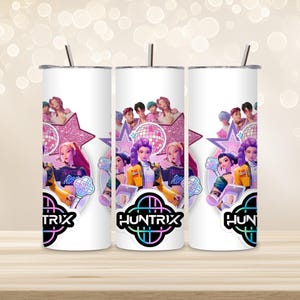 Kpop Demon Hunters Stainless Steel Tumbler with Straw, Anime K-Pop Fan Cup