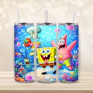 SpongeBob SquarePants Tumbler | Patrick & Squidward Colorful Ocean Cup