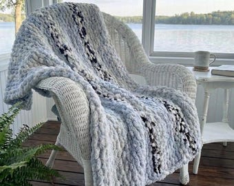 Chunky Knit Throw Blanket | Plush Chenille Sofa Cozy Home Decor