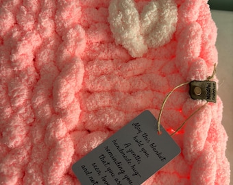 Handmade Chunky Knit Memorial Blanket | Chenille Yarn Grief Comfort Gift