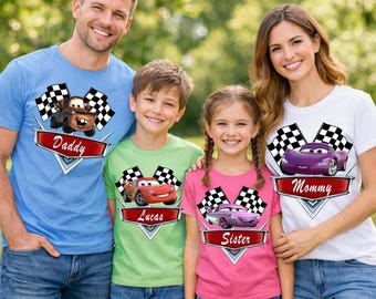 Personalized Disney Cars Family Shirts, Custom Lightning McQueen Birthday Tee, Matching Mater Mommy Daddy Kids Shirt, Cars Trip Group Outfit