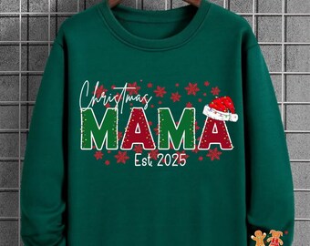 Custom Christmas Mama Sweatshirt, Gingerbread Cookies, Personalized Mom Gift, Personalized Mama Gift, Kids Name On Sleeve
