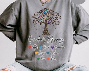 Custom Grandma Sweatshirt, Grandkids Names Sweatshirt, Personalized Granny Gift, Gift For Grandma, Mother Days Gift