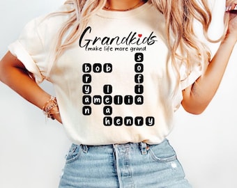 Custom Family Name Puzzle Shirt, Grandma Gift with Grandkids Names, Personalized Grammy Tshirt, Custom Mother's Day Gift, Custom Shirt Tee