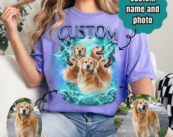 Custom Pet Photo Shirt, Vintage Bootleg Style, Personalized Dog or Cat Tee