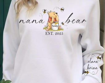 Custom Grandma Bear Sweatshirt, Personalized Mama Sweatshirt, Kids Love, Grandma Birthday Gift, Custom Sweatshirt With Kids Name On Sleeve