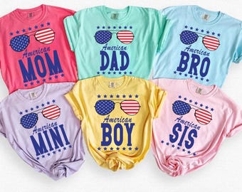 American Family Matching Shirts, 4th of July Family Outfits, Patriotic Mom Dad Mini Bro Sis Boy Shirts, USA Independence Day Family Tees