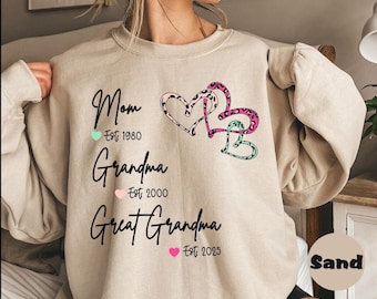 Personalized Grandma Hoodie, Custom Mom Sweatshirt, Established Year, Mother Day Gift, Gift For Grandma, Mama Birthday Gift