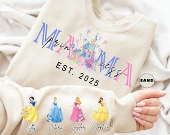 Custom Mama Princess Sweatshirt, Personalized Mama Sweatshirt, Kids Love, Mama Birthday Gift, Custom Sweatshirt With Kids Name