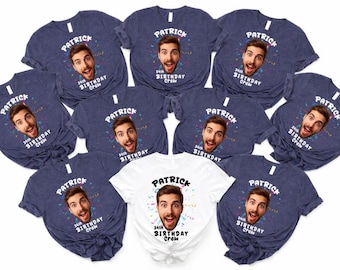 Custom Face Shirt, Personalized Birthday Crew Shirts, Photo Birthday Gift, Funny Face Tee, Custom Birthday Party Shirt, Matching Squad Tee