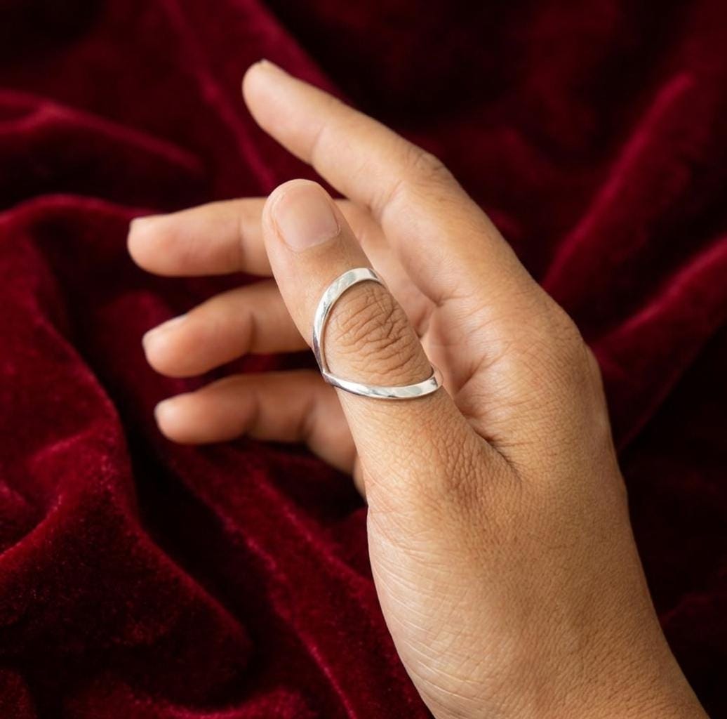 Sterling Silver Open Thumb Ring Modern Adjustable Finger Jewelry