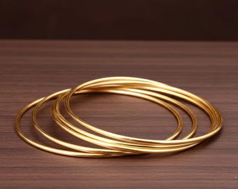 14K Gold Waterproof Bangle - Thin Tarnish-Free Stacking Bangle