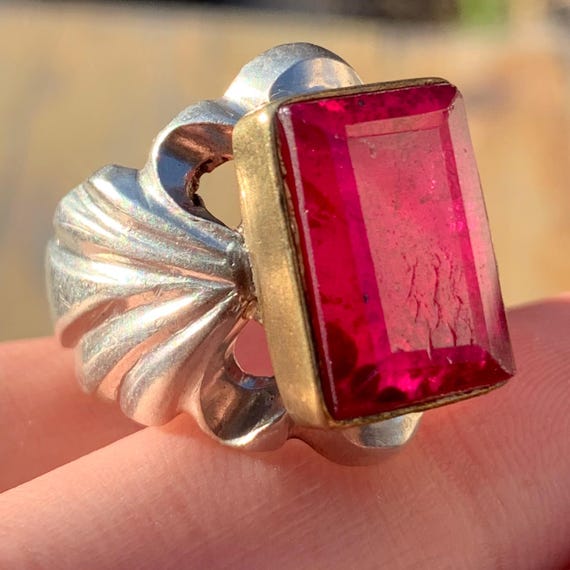 Stunning rare Vintage Solid Silver Ring Exquisite… - image 1